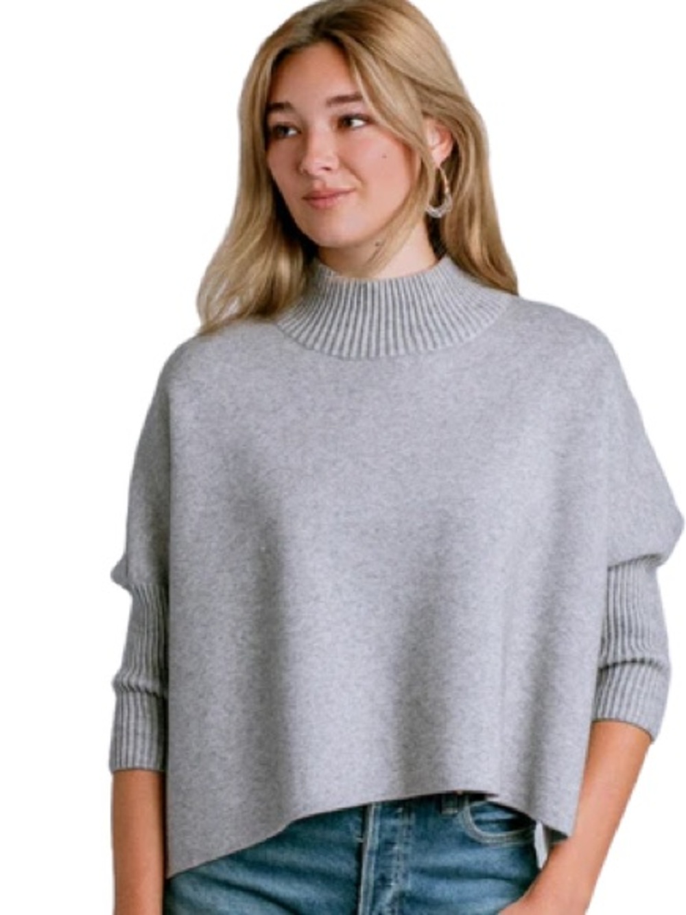 Kerisma Aja Light Gray Sweater With Ribbed Turtleneck, O/S